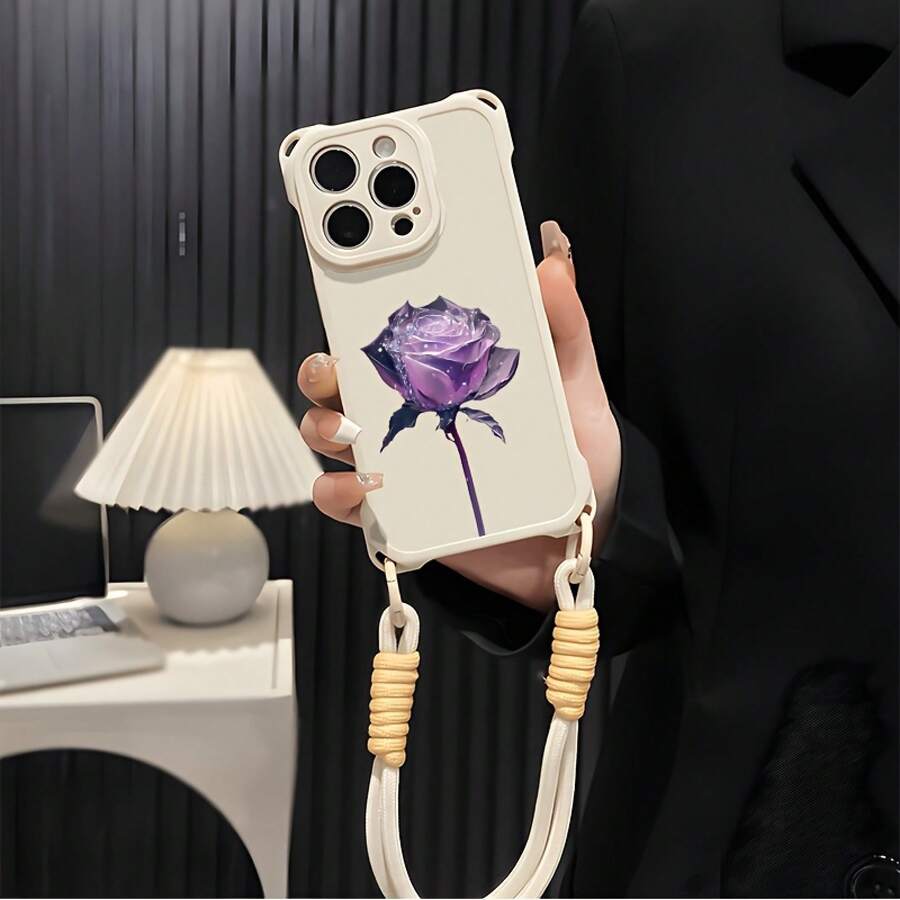 Funda para teléfono móvil 1PC, compatible con 16, con correa, nueva, con protección en las cuatro esquinas, compatible con 15pro, 2025, modelo femenino, 12/13pm, silicona suave, avanzada, funda protectora integral anticaídas para teléfono móvil 14plus Funda - Blanco - Ver 1