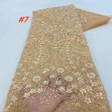 Luxury French Tulle Net Lace 2025 High Quality With Sequins Beads African Nigerian Embroidered Lace Fabrics For Dress Sewing Material