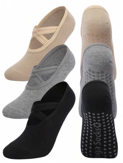 3 Pares de calcetines de yoga y pilates antideslizantes para mujeres