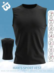 Men Youth Lightweight Soft Fabric Quick Drying Pullover Crew Neck Basic Model Casual Simple Mountain Climbing T-Shirts Tank Tops Sweatshirts Classic Fit Vest Men Thanksgiving Spring, Summer, And Autumn Holiday Outdoor Sport Men Clothing