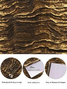 1 Roll 1m/3m/5m Retro Gold Wood Grain Decorative Wall Paper, Self-Adhesive Removable Vinyl Contact Paper For DIY Home Decor, Room Background, Bedroom, Kitchen, Living Room, Bathroom, Cabinet, Furniture Refurbish Wallpaper Wall Stickers Room Decor Wall Decor Living Room Decor