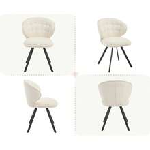 Chairus Kitchen Dining Chairs Set Of 2 Upholstered Side Chair In Chenille Fabric Comfortable Dining Room Chairs With Metal Legs - White - View 5