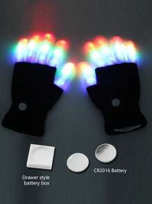 男女款 LED 闪光手套，7 种照明模式，休闲针织面料，无需电池激活，色彩鲜艳的派对配饰，节日手套 | 活力夜光手套 | 手套