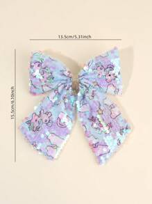 1pc Adorable Unicorn Hair Bow For Girls Colorful Sequins Bow Alligator Clip With Tail Sparkly Hawaii Vacation Hair Clips Cute Sweet Unicorn Barrettes Daily Hairpin Teens Hair Accessory - Multicolor - View 5