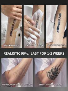 1 peça de tatuagem falsa temporária, tatuagem semipermanente de raposa de nove caudas, à prova d'água e suor, dura de 1 a 2 semanas, suco de ervas realista, antifricção, não reflexivo, preto, para mulheres e homens, adesivos de tatuagem para braço, peito, perna, abdômen, cintura, dedos, pescoço, coluna, arte corporal modernista