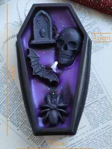 10 英寸万圣节棺材蜡烛 - 手工制作的鬼棍蜡滴蜡烛，大豆蜡芯，适用于万圣节装饰、圣诞派对、秋季家居装饰、幽灵房间装饰