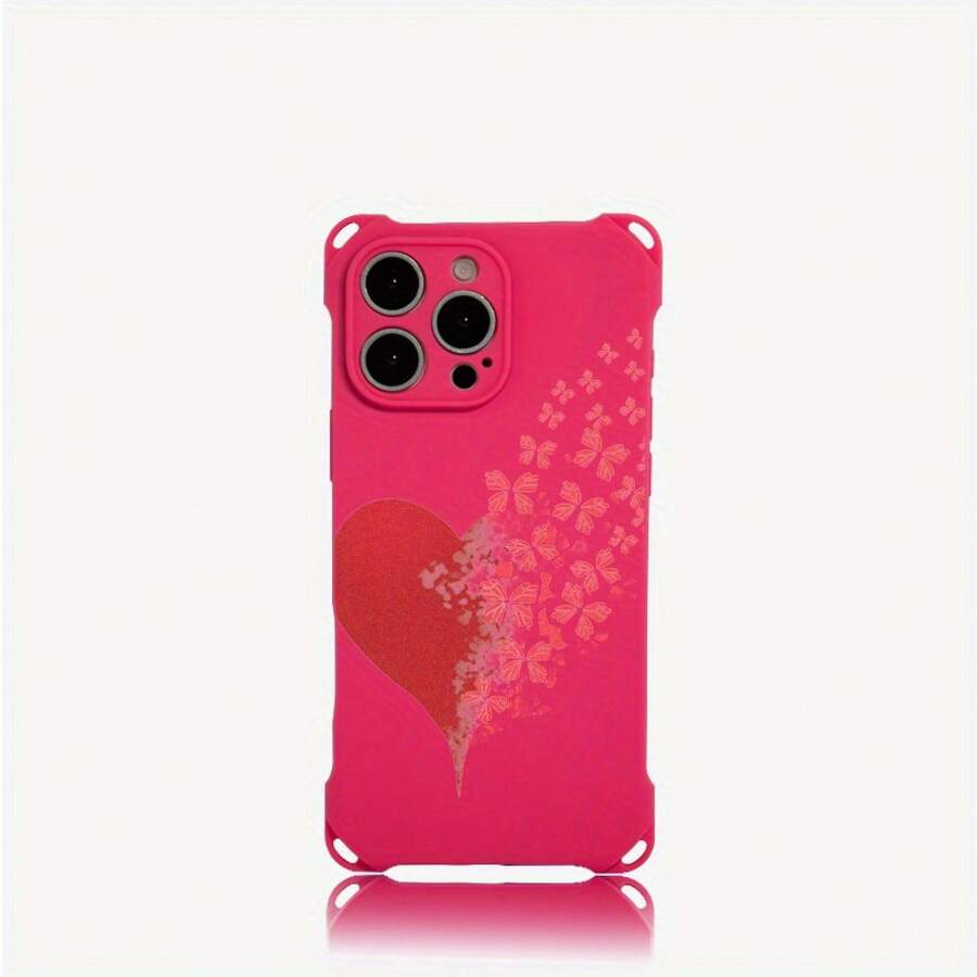 Funda para teléfono 1 unidad, diseño de amor, funda colgante para teléfono con cuatro esquinas 14 Pro 15 Plus 16 12 13 TPU impreso suave - Colores mixtos 1 - Ver 1