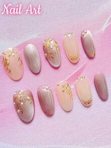 10 片手工按压指甲、假指甲、夏季指甲、美容美甲、适合女士和女孩日常或节日佩戴、高端优质美甲用品