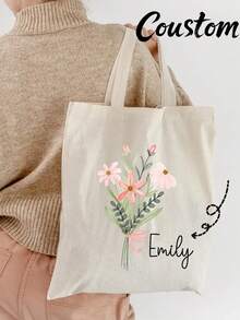 Personalisierte Kosmetiktasche Aus Canvas – Mit Monogramm, 25 X 17 Cm, Geschenk Für Frauen