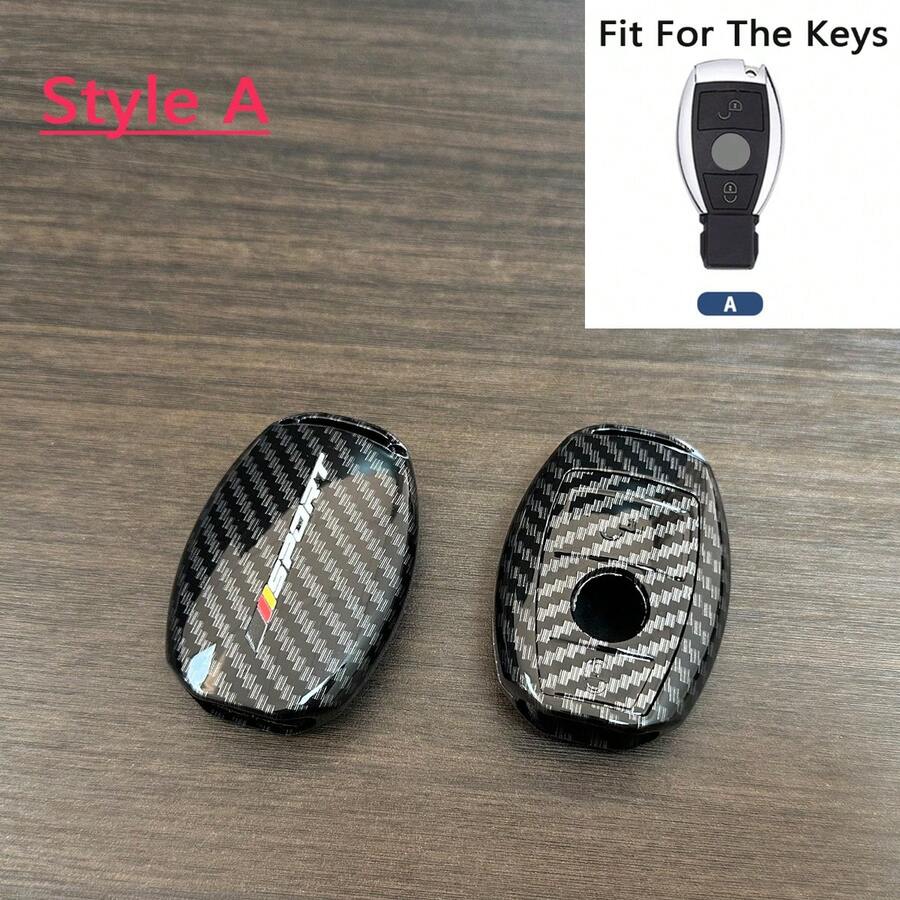 ABS Carbon Fiber Style Car Key Fob Cover For Mercedes Benz A B C E S Class W204 W205 W212 GLC CLA GLE GLK AMG Key Shell Case - Carbon Fiber Color - View 1