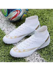 Zapatos de fútbol para hombres, cómodos, antideslizantes, transpirables, zapatos de entrenamiento profesional de caña alta, clavos TF, zapatos de partido de talla grande para exteriores, zapatos de fútbol para interiores de cinco a lado, césped artificial/césped/césped artificial, adecuados tanto para hombres como para mujeres