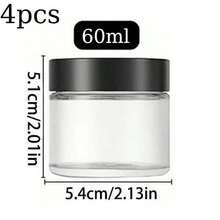 4 piezas Tarro de vidrio con tapa, recipiente circular transparente, tarro de viaje con forro interior y tapa negra, usado para almacenar exfoliantes de labios y Body, lociones, mantequillas corporales, sales de baño, líquidos