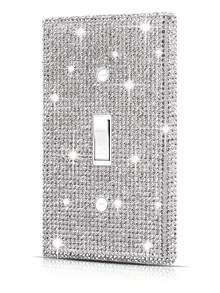 Wall Plate Light Switch Cover, Standard Size 4.50" X 2.76", Silver Rhinestones Bling Decorative Wall Plate Light Switch Outlet Cover For Bedroom Accessories Home Decor (Single Gang Toggle),Stickers,Wall Decal, Vinyl Decal For Home Decorations,Spring Decoration Items Refresh Your Home,Rama Decoration Stickers Gifts Birthday Graduation - Silver - View 12