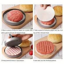 Stainless Steel Burger Press With Wooden Handle, Round Non-Stick Hamburger Patty Maker, Meat Mold Tool For BBQ, Grill & Homemade Burger Making - Silver - View 8