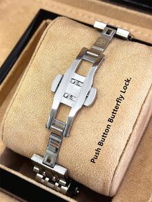 PABLO RAEZ 1pc Original Men's Watch, Stainless Steel Vintage Luxury Charming Business Accessory, 50M Waterproof AAA Watches, Simple Jewelry Calendar Clock, Men's Solid Metal Steel Bracelet Chain, Silver Black Dial With Date, Brand New Casual Fashion Quartz Watch, Men's Steel Roman Numerals And Bar Black High-End Business Watch, Daily Use, Teacher Gift, Time, Father Or Male Friend Birthday Graduation Wedding Gift - Silver - View 11