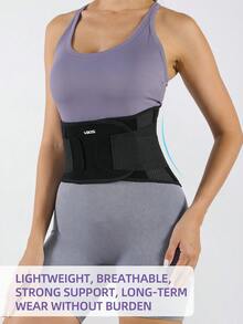 VBOSI 1pc Adjustable Lightweight Breathable Waist Belt, Provides Lower Back Support, Unisex - Black - View 3