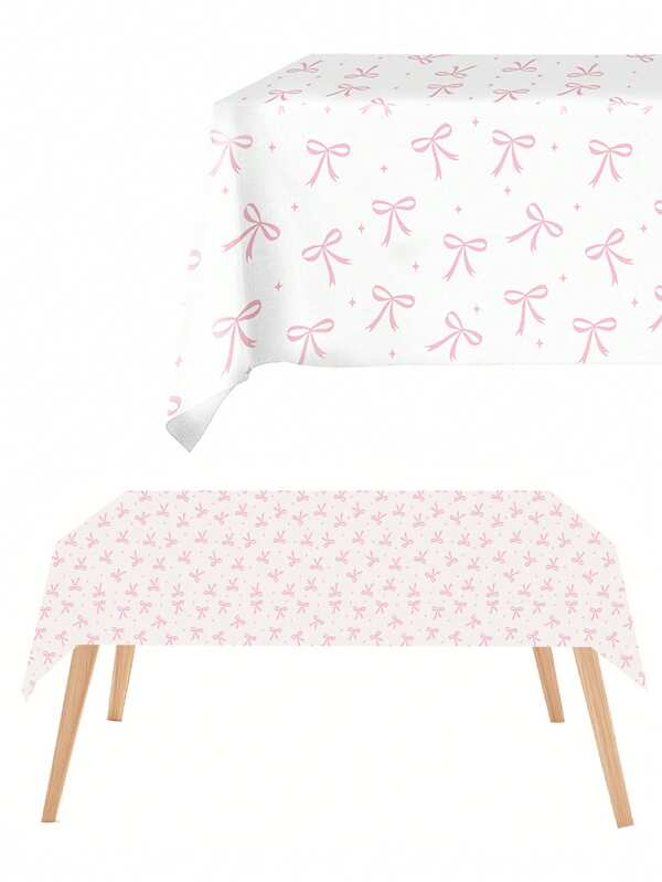 3 pezzi di decorazioni per festa di compleanno con fiocchi rosa, tovaglia in plastica monouso e impermeabile, decorazioni per tavola, forniture per feste di addio al nubilato o matrimonio (54 X 108 pollici)