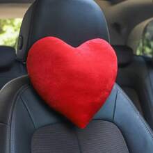 1pc Heart-Shaped Plush Car Neck Pillow, Creative Comfortable Neck Support Cushion For Driving