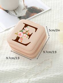 1pc Travel Jewelry Box,Monogram Gift Boxes,Bridesmaids Gifts Jewelry Case,Personalized Floral Jewelry Case,Travel Jewelry Box Wedding,Jewelry Box Necklace,Jewelry Box Earrings,Jewelry Box Mini,Travel Essentials Travel Accessories Travel Bag For Vacation Holiday Back To School School Stuff Jewellery Box Jewelry Organizer - Multicolor - View 25