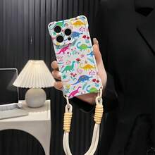 Funda para teléfono 1PC Red Vintage Roses 16plus Funda para teléfono móvil con cordón 13promax Hembra 12 Silicona Suave 14 Lente Cubierta Completa Cuatro Esquinas Red anticaída Celebridad 15 Protector Lindo - Blanco - Ver 5
