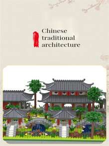 Serie de Arquitectura China del Jardín de Suzhou Juguete de bloques de construcción de micropartículas, Juguete creativo DIY, Set de decoración de ensamblaje de fiestas, Kit de arquitectura ABS, Colección de exhibición de oficina. Una opción de regalo ideal para vacaciones y cumpleaños.