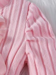 2pcs Set Jumper Sweater & Skirt, 3D Bowknot & Grid Mesh Skirt, Elegant & Comfortable - Pink - View 4