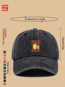 1pc Summer Lemon Print Baseball Cap, Unisex Distressed Vintage Snapback, With Leopard Design, Lightweight Breathable City Cap, Truck Driver Dad Hat, Party Hiphop Hat, Beach Vacation Sun Hat, Outdoor Fishing Golf Sports Cap, Ideal Gift For Family And Friends On Holidays And Anniversaries, All-Season