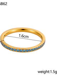 1pc BirthStone Ring 12 Month Color Zirconia Inlaid Rings For Women Stainless Steel PVD Plated Gold Color Engagement Wedding Jewelry - Ring - View 6