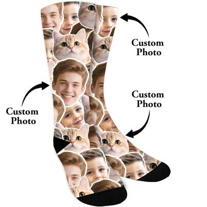 Personalised Photo Socks With Strokes, Personalised Gifts For Boy And Girl