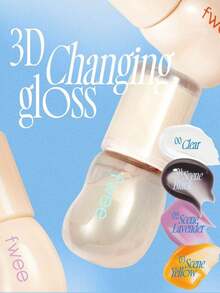 Fwee Luciu de buze 3D Schimbator 03 Galben Scenă, Roz Cristal, Bej Solar, Strat Jelly-Coat Elastic, Strălucire Apă de Sticlă, Estompare Linie Buze, Îmbunătățitor de Ruj, Desert Lips Rescue, Durată Lungă, Aspect Cosmic, K-Beauty, Machiaj Coreean, 5.6g/0.19oz