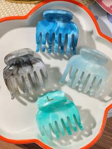 4 件套精致清新浅蓝色大理石渐变小发夹，海滩/度假波西米亚风格马尾辫夹和发饰，春夏休闲发夹，学校用品，大学 - 彩色 - 查看 5