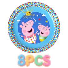Hasbro Ensemble de 156 pièces de vaisselle et ballons Peppa Pig sous licence officielle. Comprend des assiettes, des tasses, des serviettes, des ballons, des sacs-cadeaux, des chapeaux de fête, des bannières, une nappe, des confettis et des autocollants. Décorations d'anniversaire thème rose