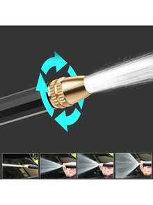 1入組高壓清洗水槍花園軟管噴嘴高壓金屬重型水槍噴嘴，適用於草坪和花園，洗車，澆花，清洗