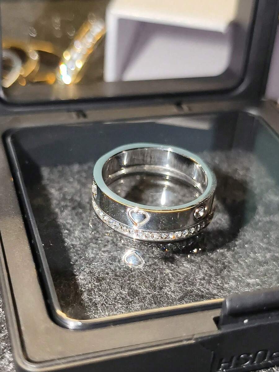 2 件不锈钢 18K 镀金心形戒指，优雅女士手镯首饰，适合日常佩戴和送礼