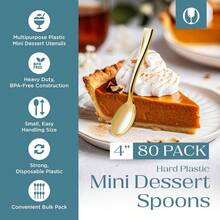 Posh Setting  Plastic Mini Gold Spoons, Gold Mini Spoons, Gold Plastic Mini Dessert Spoons, Disposable Tiny Gold Spoons, 4 Inch Mini Spoons For Appetizers, Taster Spoons, I Cream Spoons(80 Pack) - Thìa vàng mini - 80 chiếc - Xem 3
