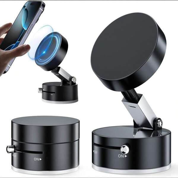 [Strong Suction Mobile Phone Holder] One-Button Exhaust Vacuum Magnetic Suction Cup Mobile Phone Holder, Portable And Easy To Use, Strong Suction, Mobile, Foldable And Stretchable, Suitable For Car Glass ScreenDual-Sided Switching Adhesion PS: Only Suitable For Installation And Use In Locations With Smooth Surfaces Compatible With IPhone, Android Phone, Gift For Birthday, Family, Friends Car Accessories, Car Phone Holder