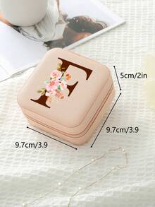 1pc Travel Jewelry Box,Monogram Gift Boxes,Bridesmaids Gifts Jewelry Case,Personalized Floral Jewelry Case,Travel Jewelry Box Wedding,Jewelry Box Necklace,Jewelry Box Earrings,Jewelry Box Mini,Travel Essentials Travel Accessories Travel Bag For Vacation Holiday Back To School School Stuff Jewellery Box Jewelry Organizer - Multicolor - View 33