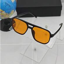 1 件女士方形铆钉时尚眼镜套装，橙色、黑色、黄色…… - 黃色1付 - 查看 6