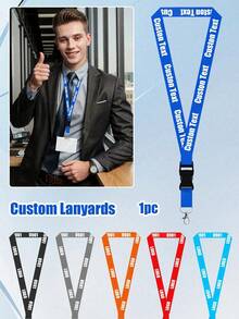 Customized Text ID Badge Lanyard, Personalized ID Badge Holder Strap, Detachable Clasp Customized Neck Strap Keychain, 53cm/20.87in, 6 Colors: Red/Orange/Blue/Navy/Black/Gray, Badge Holder, Phone Lanyard, Key Chain, Elegant & Romantic, Suitable For Office, School, Classroom, Teacher Gift, University, Coworkers, Dorm And More - Multicolor - View 3