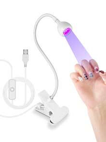Miniaturowa lampa UV LED do utwardzania – zasilana przez USB, giętka szyjka, giętka w zakresie 360°, mocowana na klips, odpowiednia do lakierów żelowych i rękodzieła z żywicy, przenośna lampa do paznokci z soczewką szklaną skupiającą, do użytku w domu i salonie - Biały - Zobacz 10