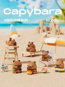 Juguetes de muñeco de Capibara Kawaii, bloques de construcción de micropartículas 3D, modelos en miniatura, ladrillos DIY, figura de acción de dibujos animados lindos, juguetes de animales, regalos de cumpleaños/Navidad/regalos