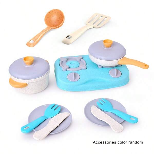 Children's Play Kitchen Toys, Baby Realistic Cooking Toy Accessories, Straw Material Pretend Play Frying Pan And Spatula Suitable For Toddler Toys, Gifts For Boys And Girls (Random Color)