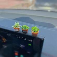 Wyuoot Mini Car Ornament, Mini Succulent Dashboard Decor, Desktop Miniature Pottery Planter For Car Interior Decoration (Succulent) - đen - Xem 1