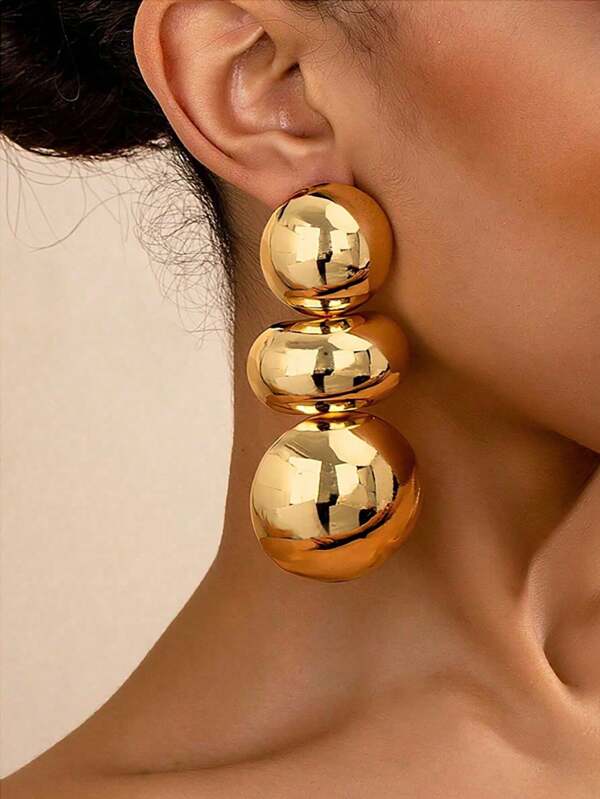 1 Pair Fashion Clear Surface Stud Earrings Chunky Jewelry