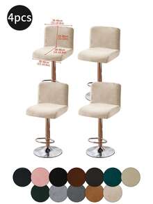 1pc/4pcs/6pcs Silver Fox Plush Low Back, Solid Color Elastic Full Wrap Low Back Chair Cover, Soft & Skin-Friendly Anti-Dirty Low Back Chair Slipcover, Suitable For Dining Room, Study, And Other Chair Decoration, Room Decor - Multicolor - View 44