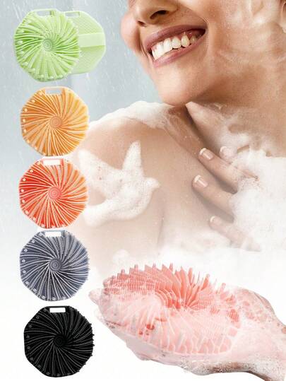 1 包全新多边形硅胶沐浴刷、去角质刷、背部刷、旋风沐浴刷和清洁刷，适合所有肤质，男女适用