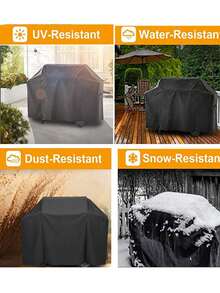 烧烤罩户外防尘防水韦伯重型烧烤罩防雨户外烧烤罩圆形 - 黑色 - 查看 4