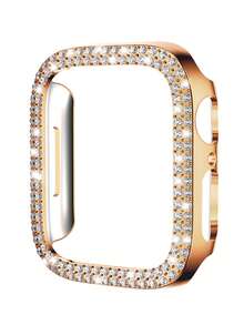 1 件玫瑰金水钻钢化玻璃保护壳,防刮、防水、防滑|适用于系列 SE/10/9/8/7/6/5/4/3/2/1|兼容 表壳 45 毫米 41 毫米 44 毫米 40 毫米 44 毫米钢化玻璃保险杠屏幕保护膜手表系列 9 7 SE 6 8 5 - 玫瑰金 - 查看 11