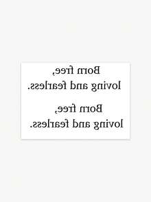 1 件时尚简约防水防汗临时纹身，带有英文短语“生而自由，爱无畏”，持续 1-3 天 - 黑色 - 查看 2