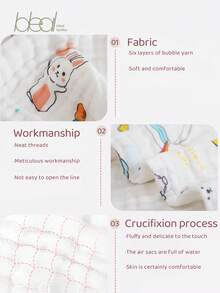 6-Layer Soft Absorbent Muslin Baby Bath Towel, Newborn Infant Swaddle Blanket, Baby Bathing Wrap - Multicolor - View 6